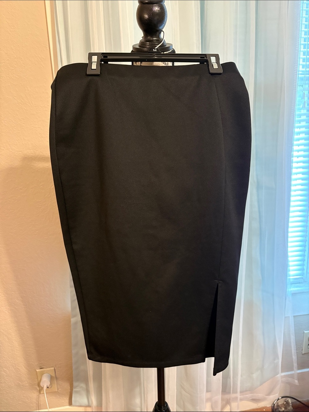 Bisou Bisou Black Pencil Skirt with Side Slit